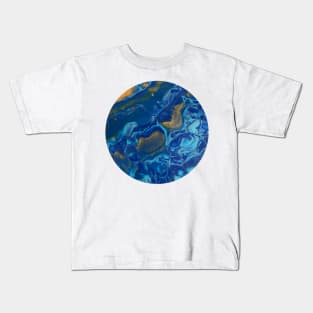 Blue and Yellow / Acrylic Pouring Kids T-Shirt